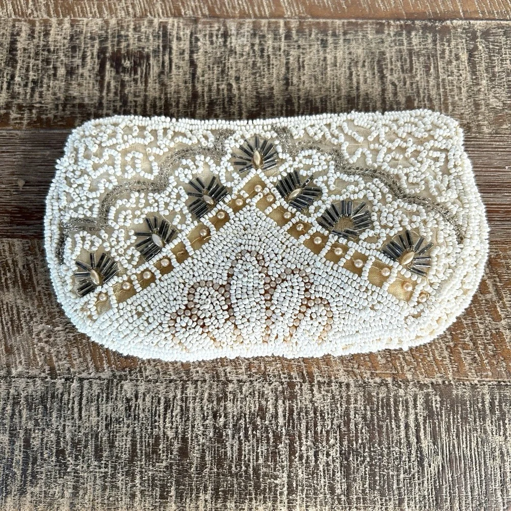 VTG‎ Art Deco Beaded Clutch Evening Bag Iridescent Victorian Regency Wedding 30s